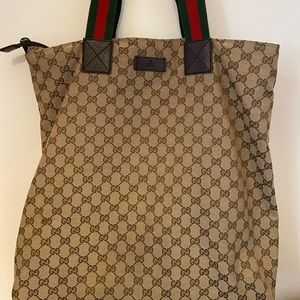 Gucci large monogram web tote